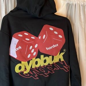 DYBBUK NYC "Work Harder" Dice Hoodie Heavy Fleece Men’s Small